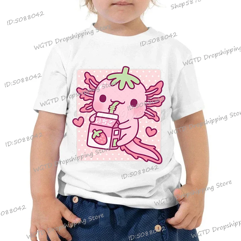 ملابس الأطفال الكرتون Axolotl طباعة تي شيرتات قصيرة الاكمام لطيف Axolotl عاشق هدية الحيوان Axolotl موضة بنين بنات التي شيرت #4