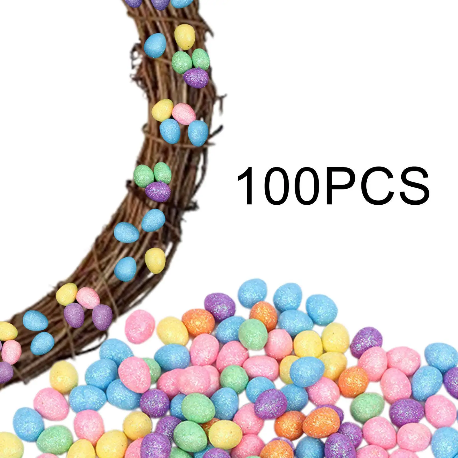 100Pcs Mini Easter Eggs Ornaments for DIY Home Indoor Decor Easter Wreath