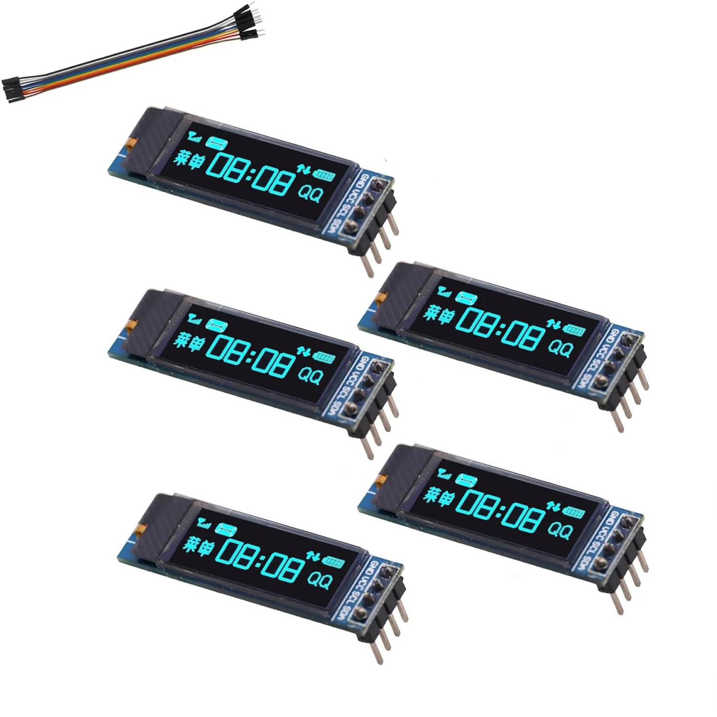 1-5 шт. 0,91-дюймовый модуль OLED-дисплея I2C IIC OLED-экран постоянного тока 3,3 В ~ 5 В, совместимый с Arduino Raspberry PI (синий цвет дисплея)