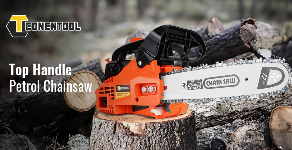 CONENTOOL 12 Inch Oil Chainsaw Wood Logging Cutting Electric Chain Saw Pruning Branches One-Handheld Garden Tools Chain Saw 25CC
