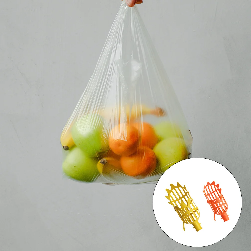 

2Pcs Fruit Picker Tool Plastic High S Orange L Yellow Orchard Fruit Catcher Practical Durable Orchard Picker