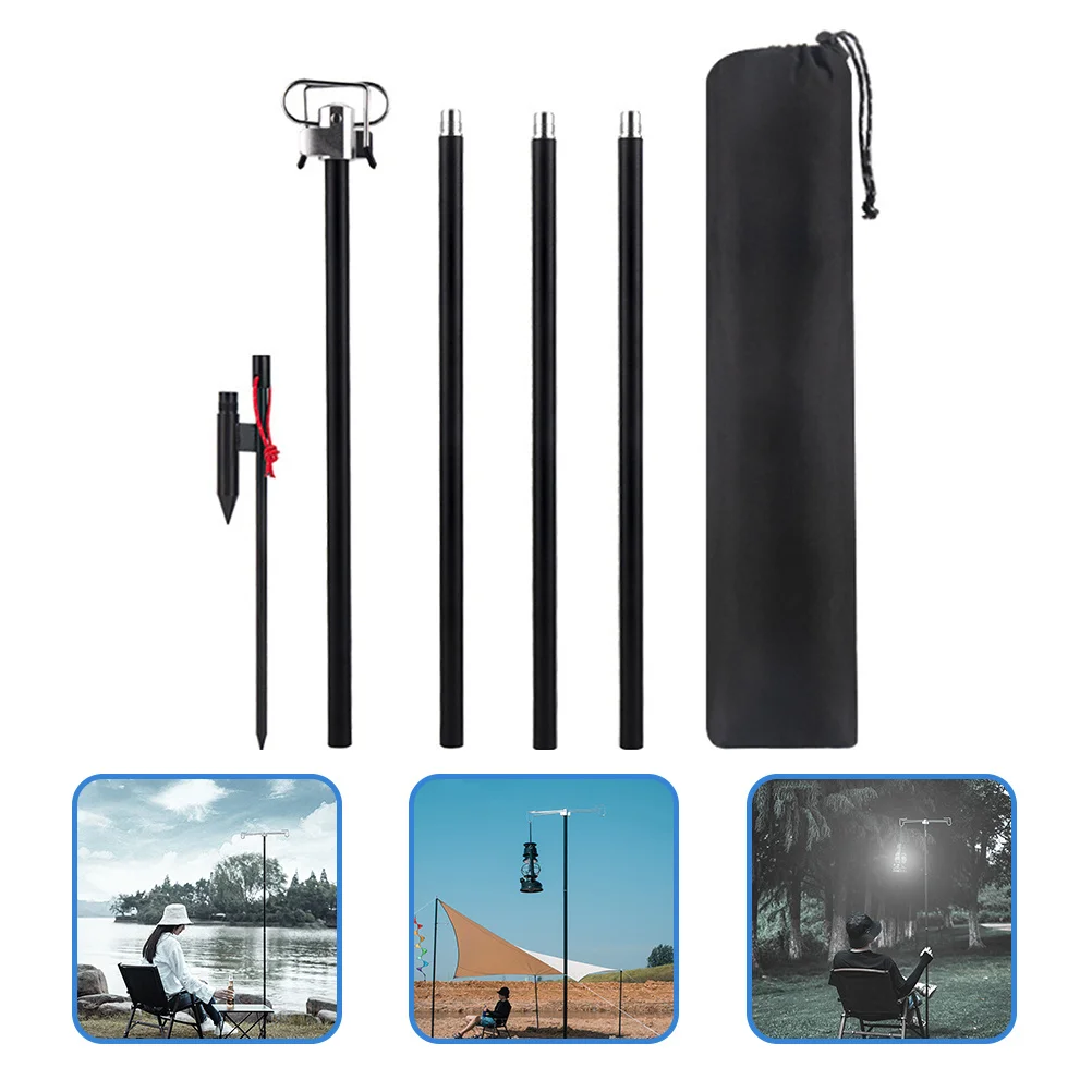 

1Set Foldable Camping Lantern Stand Outdoor Portable Lamp Rack Double Hook Aluminum Alloy Durable Light Holder