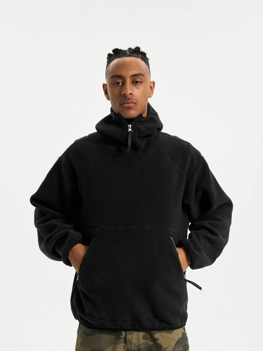 

Мужская флисовая куртка SlowGang в американском хип-хоп стиле, осенняя новинка, толстовка с капюшоном на молнии до середины груди, модная, из полиэстера, однотонная