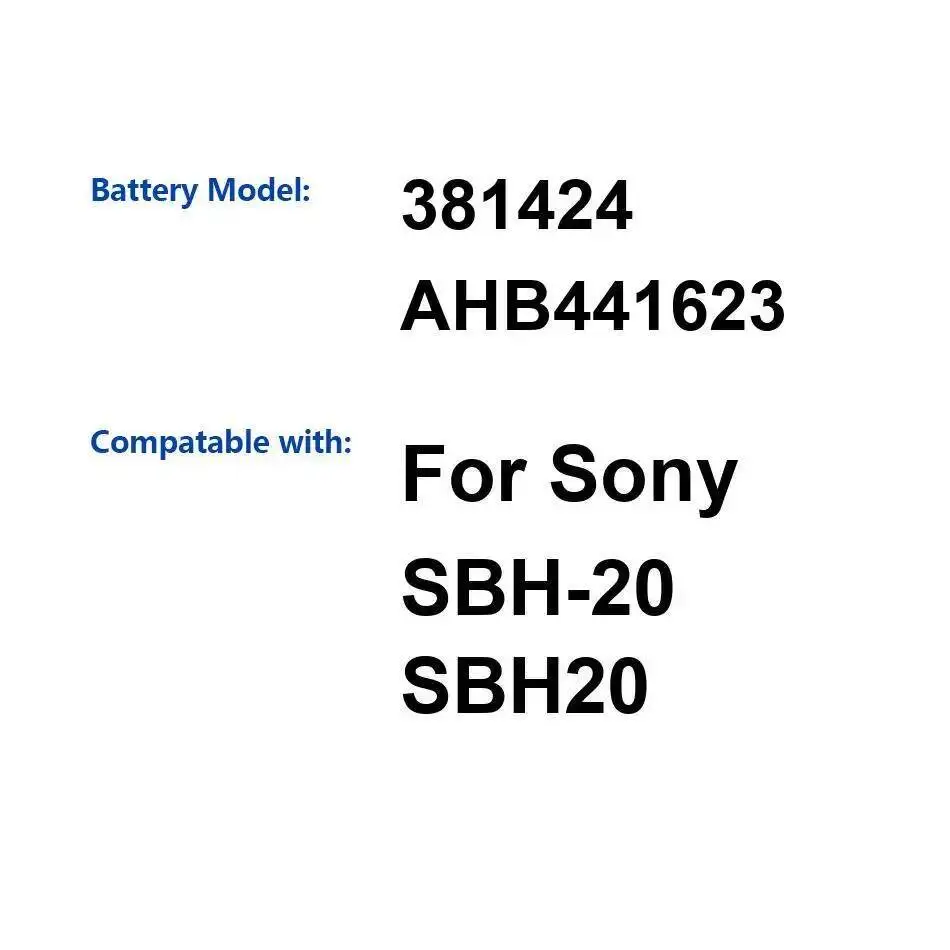 Для Sony Sbh-20 SBH20 Bluetooth аудиоприемник аккумулятор хорошая низкотемпературная производительность высокая производительность 110 мАч 381424 AHB441623