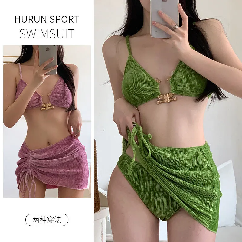 

Summer Swimsuits 2024 High Waist Bikini Sets Swimsuit for Women Sexy V-neck Three-Piece Bathing Suits Pool Women's Swimming Suit