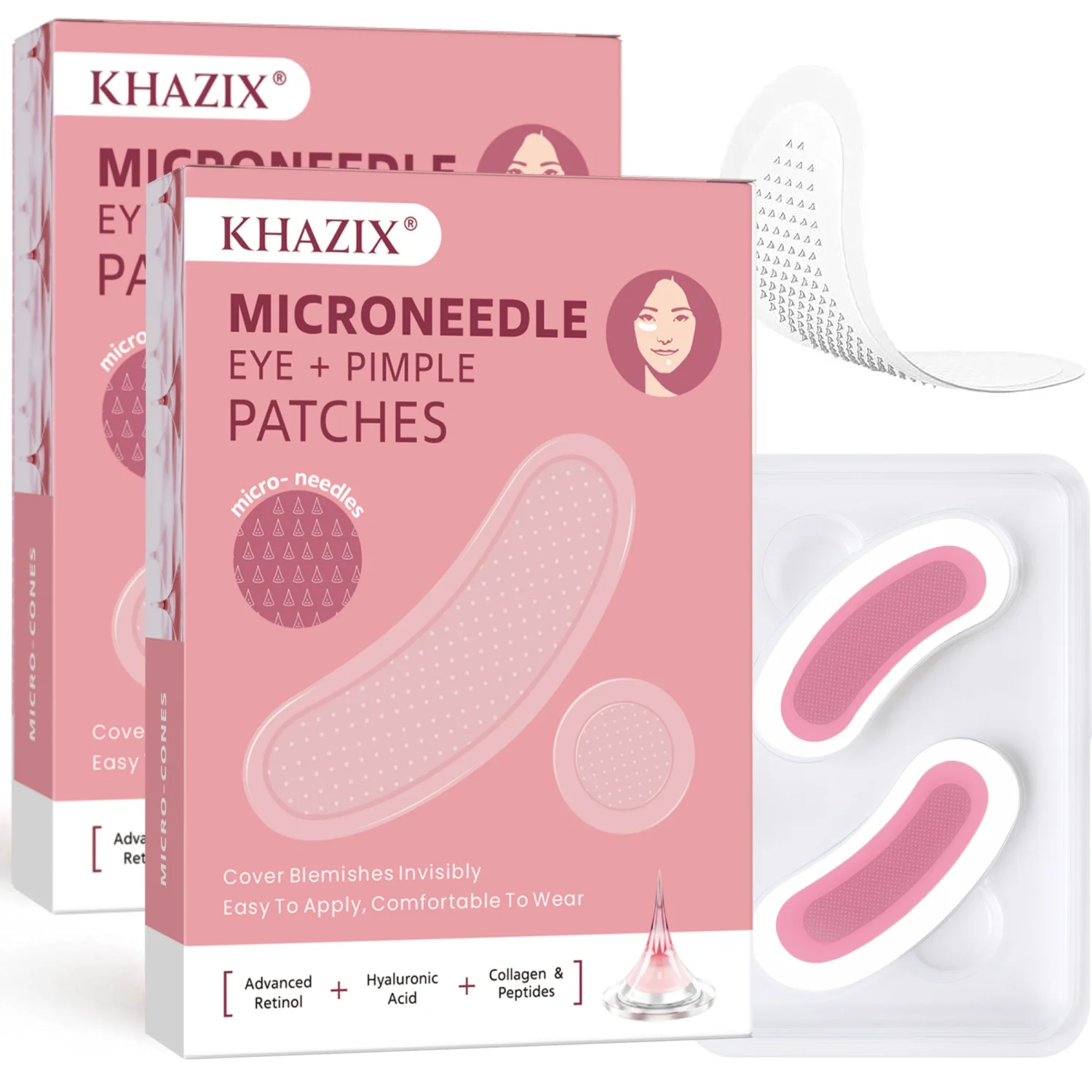 

Патчи для глаз с ретинолом и микроиглами, с гиалуроновой кислотой и укрепляющими пептидами, для лба, области вокруг глаз, от морщин вокруг глаз и мимических морщин, 1 пара.