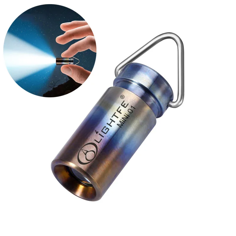 LED Pocket Keychain Light with Necklace Gift Waterproof Titanium Alloy Mini Flashlight Home Survival Tool Camping Fishing Hike