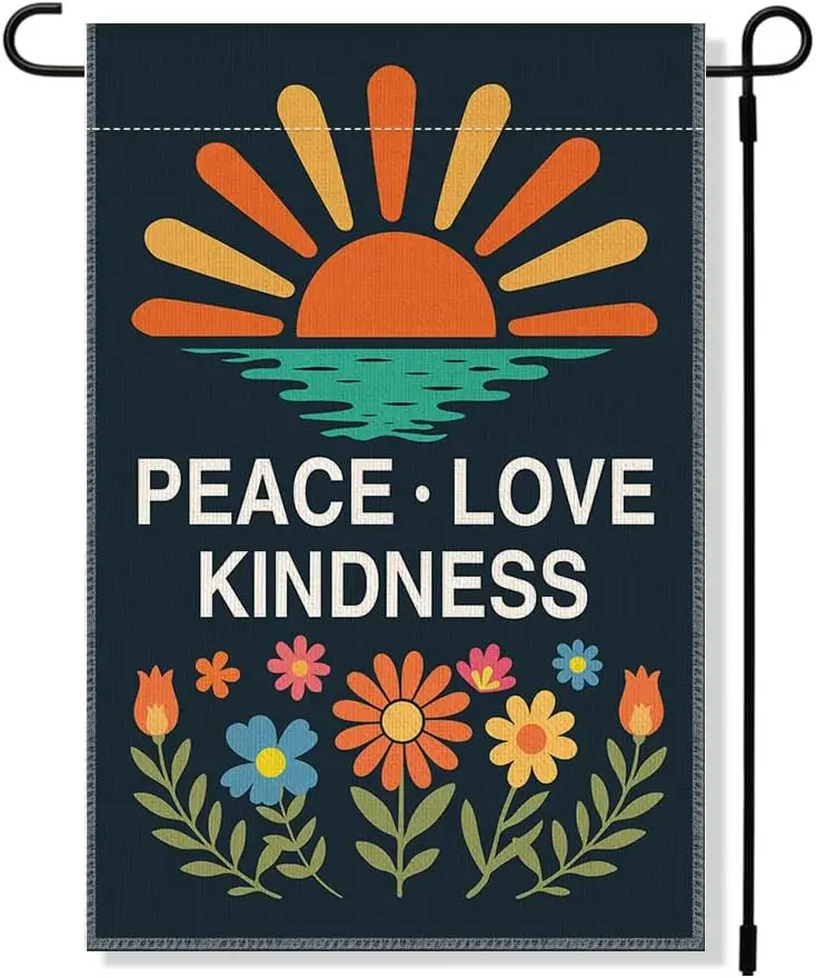 RZHV Peace Love Kindness Double-Sided Garden Flag for Outdoor House Yard Sign Garden Decor Parade, Friendly Social Justice H llp