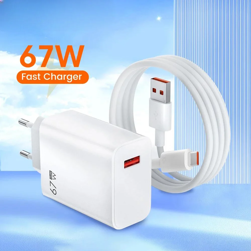 Ładowarka szybkiego ładowania GaN o mocy 67 W, ładowarka USB do telefonu iPhone, Samsung, Xiaomi, Huawei, przenośna szybka ładowarka, kabel typu C