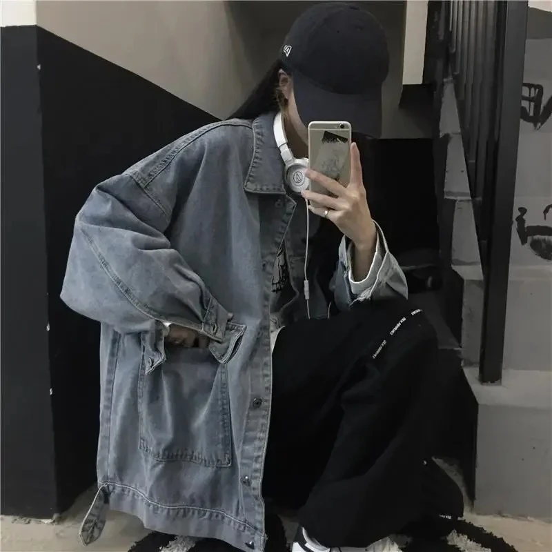 

Basics Women Cowboy Coat Jackets 2024 New Korean Version Ins Style Loose Fit Bf Versatile Workwear Jacket Trend Women's Clothing
