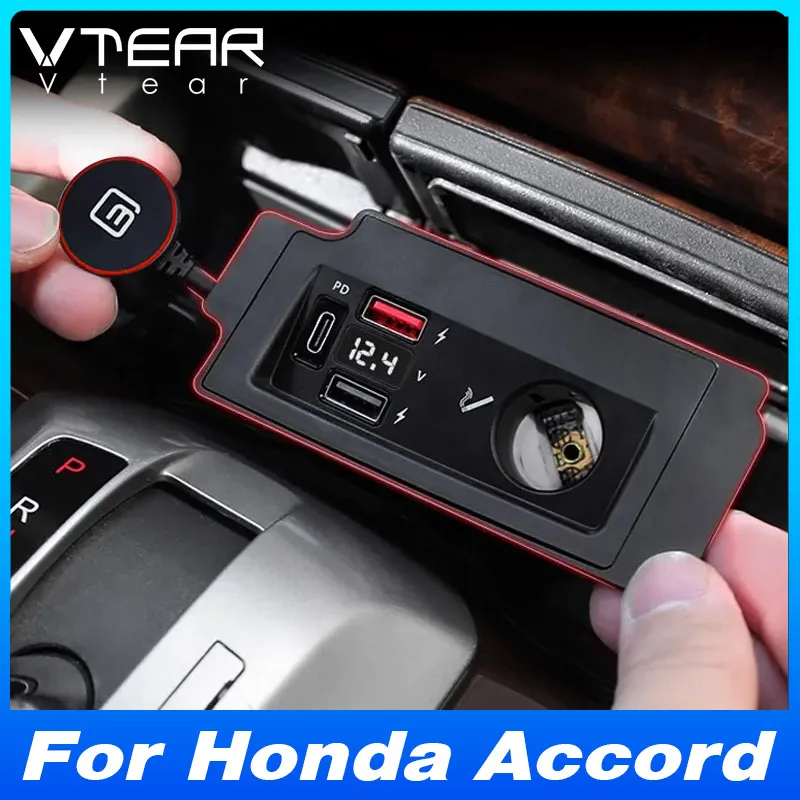 

Для Honda Accord 8-го поколения, автомобильное зарядное устройство, быстрая зарядка, разветвитель прикуривателя, порт USB Type-C, автомобильные аксессуары 2013-2008