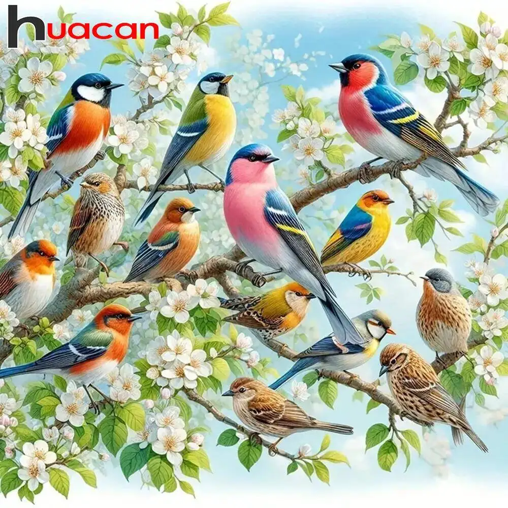 Huacan 5d Crystal Diamond Painting Bird Animal Diamond Mosaic Full Square Round Adult Crafts Embroidery Kits Cross Stitch