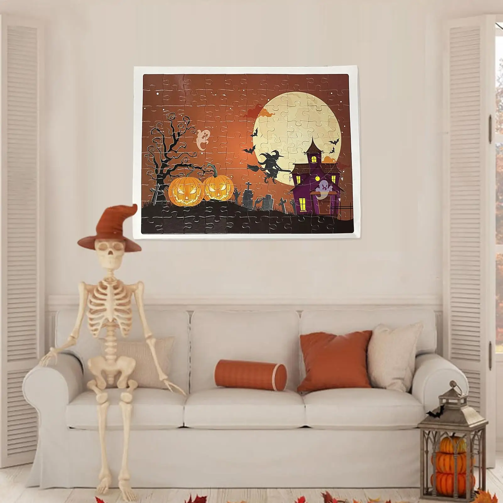 Puzzles d'halloween pour enfants, 100 pièces, scène d'halloween, jouets éducatifs d'apprentissage, décorations de fête à collectionner pour