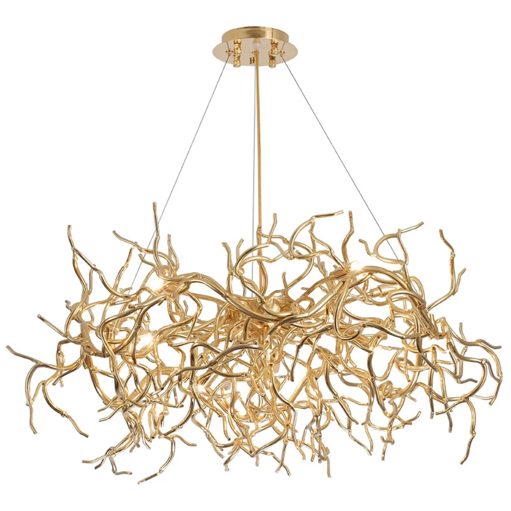 Imagem -06 - Modern Led Gold Branch Lustre Iluminação de Luxo Sala de Estar Home Decor Árvore de Alumínio Sala de Jantar Pendurado Lâmpada