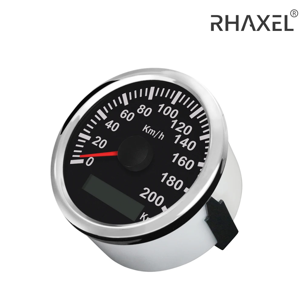 RHAXEL GPS Speedometer 0-120KM/H 0-200KM/H 0-140MPH 0-160MPH 0-200MPH Odometer with Red Backlight 12V/24V 85mm