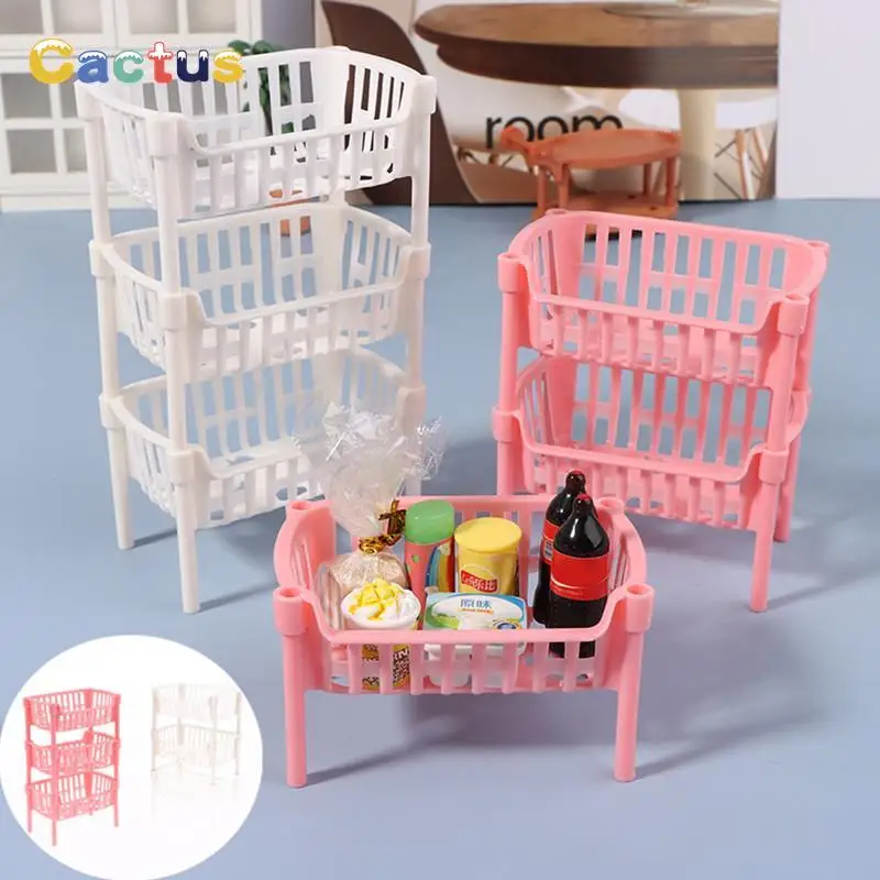 1/12 Dollhouse Mini Food Fruit Storage Baskets Dolls House Stackable Basket Dollhouse Decoration Accessories