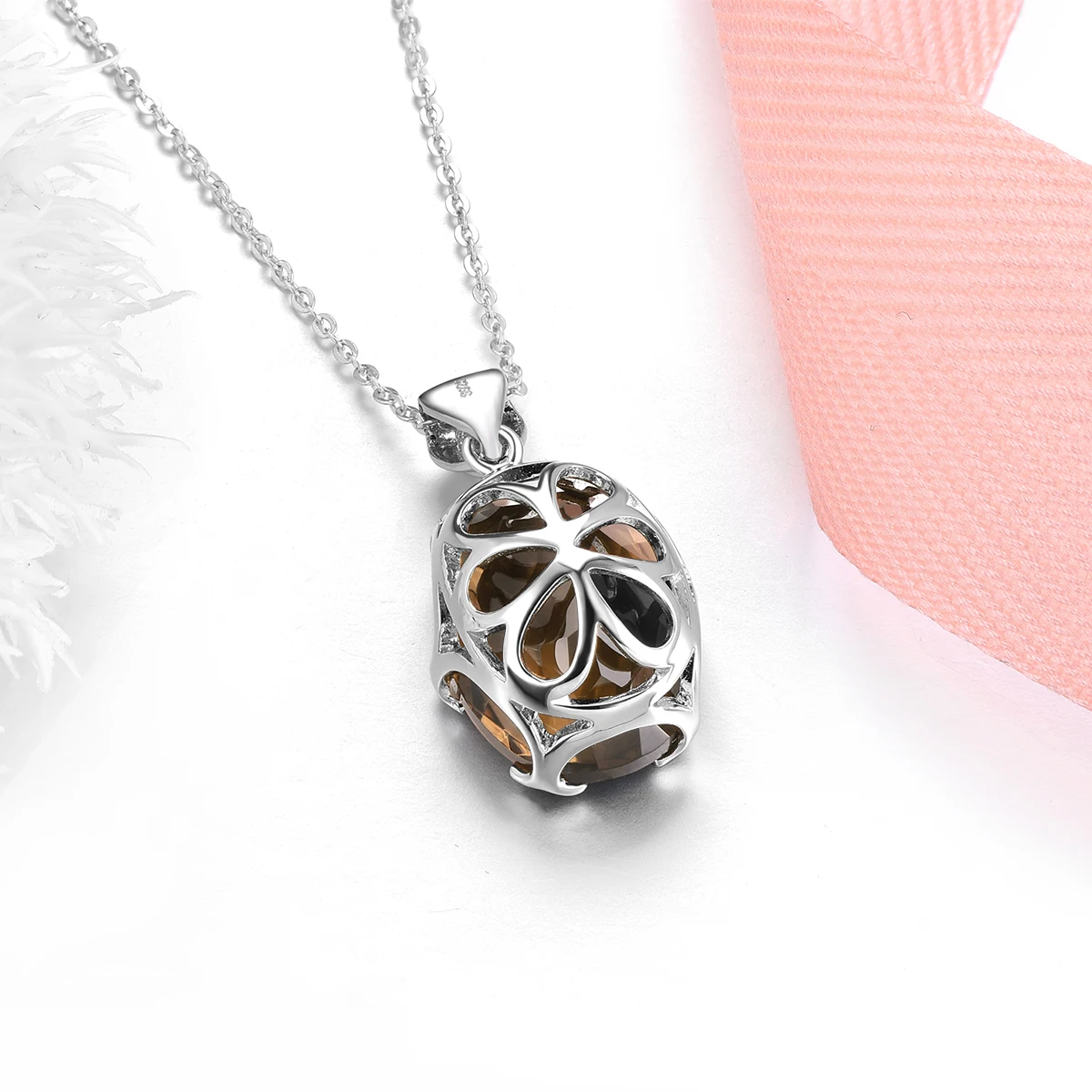 Natural Smoky Quarts Sterling Silver Pendants 11 Carats Genuine Brown Crystal Women Classic Fine Jewelry S925 Top Quality - Image 4