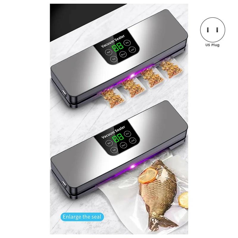 

B01C-Электрический вакуумный упаковщик, машина для сухой/влажной упаковки пищевых продуктов, уплотнение для сохранения свежести сенсорных кнопок, цифровой дисплей, съемный очиститель (США)