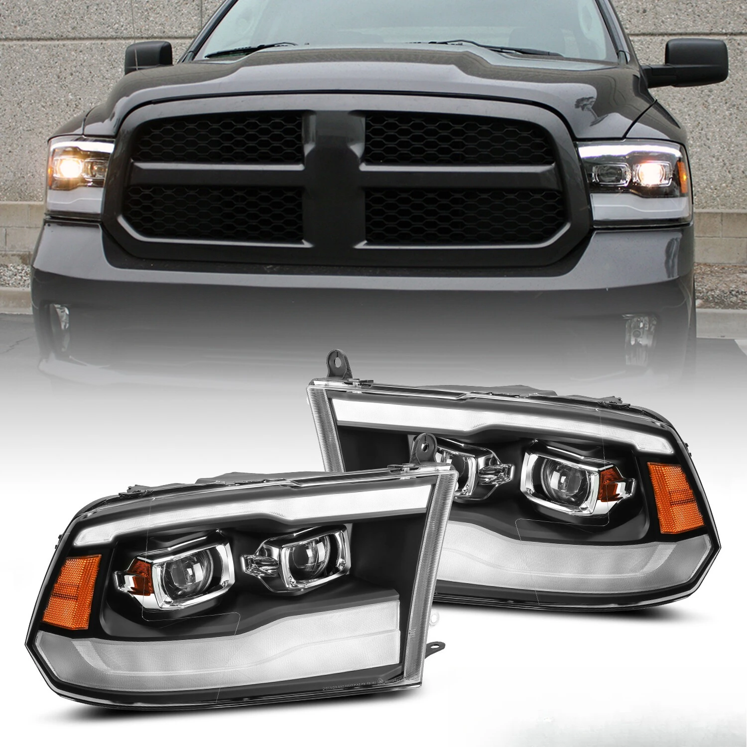 [Sequential Signal]For 09-18 Ram Truck LUXX-Series LED Projector Headlights Set