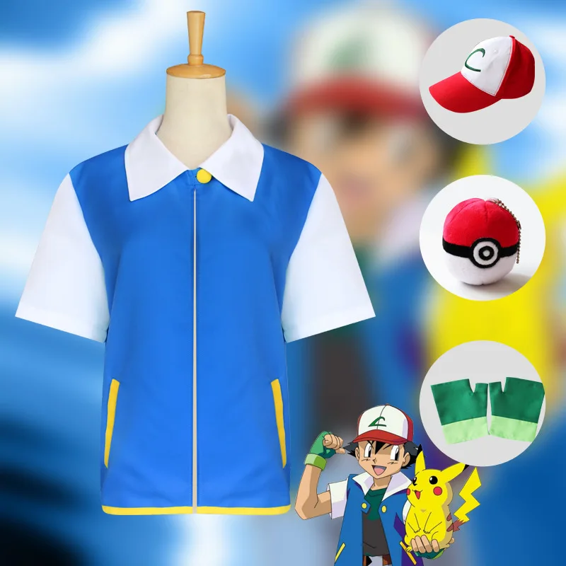 

Cosplay Costumes, Including Ash Ketchum's Gloves And Jacket, As Well As The Poké Ball.