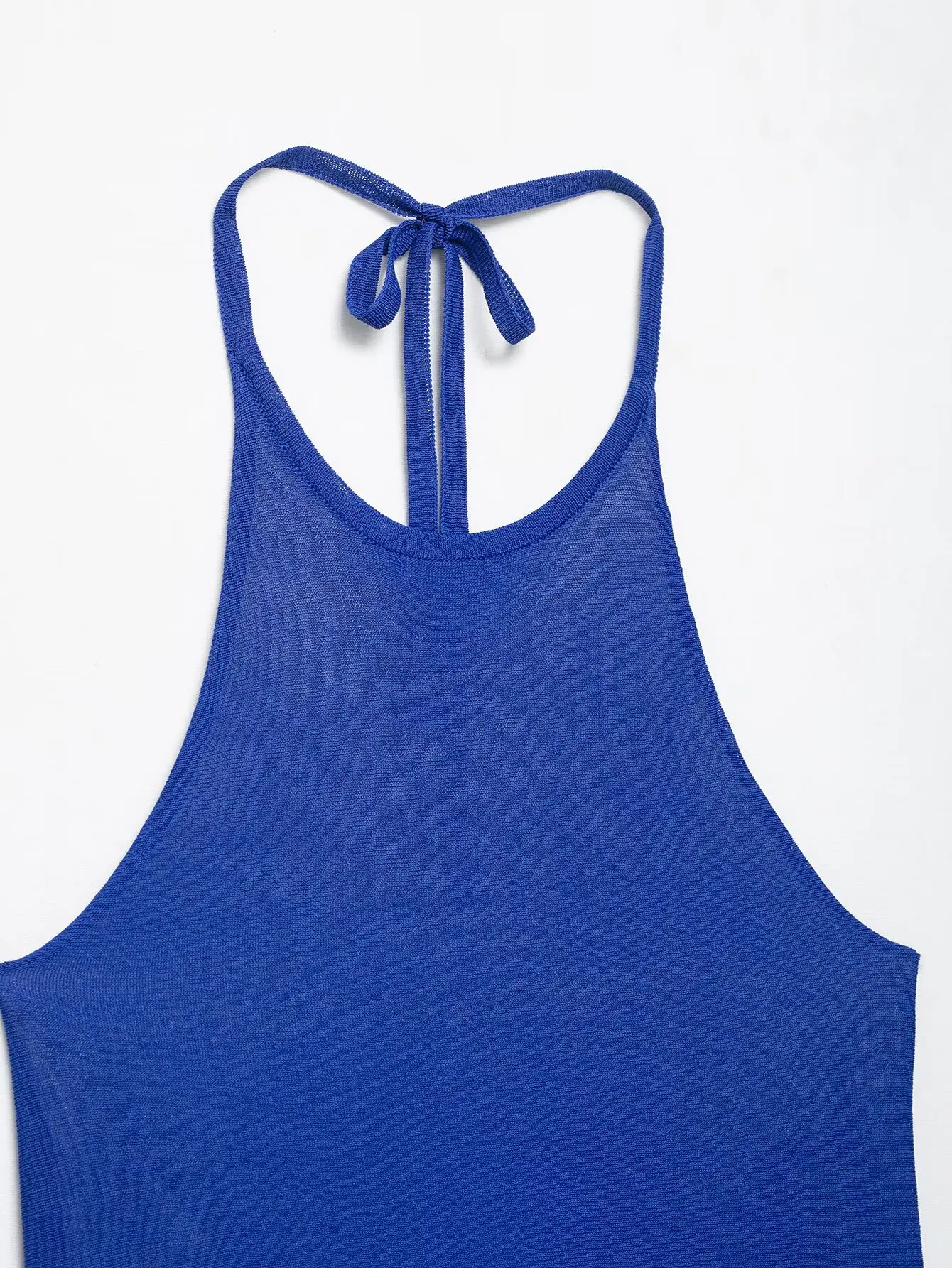 MYST&ZA2025夏新作 レディース エレガント ダブルニット バックレス ホルターネック トップス ストレートスカート付き