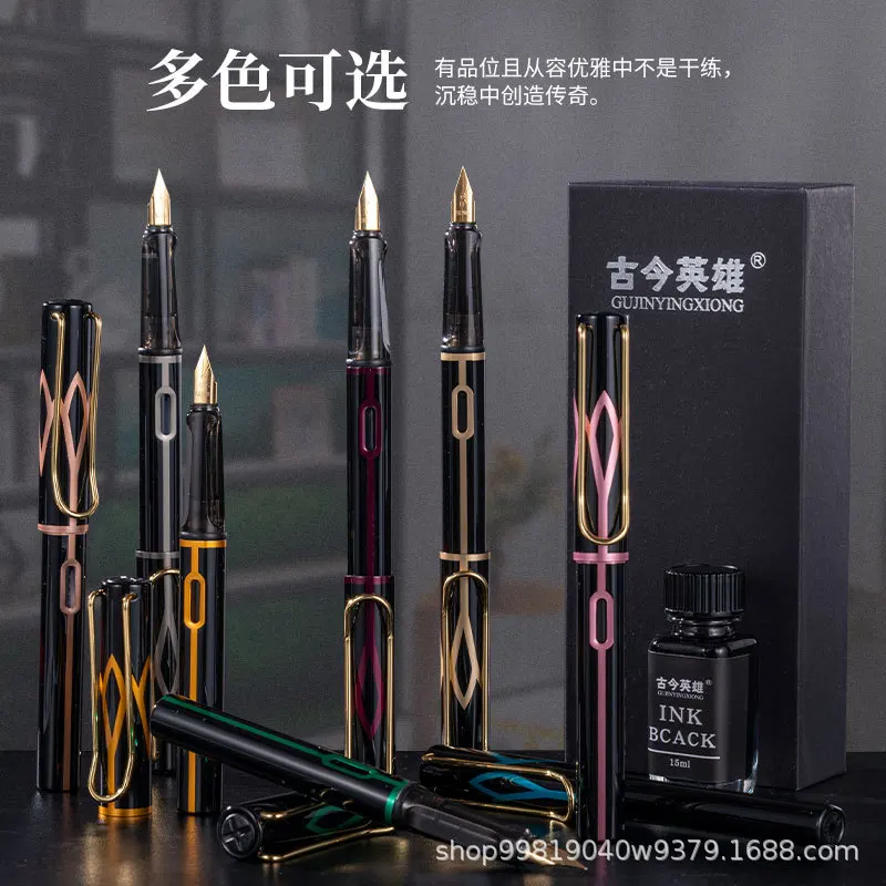 

New 801 light luxury gilt ink bladder ink fountain pen student office posture to practice words glass pen calligraphy pen cute