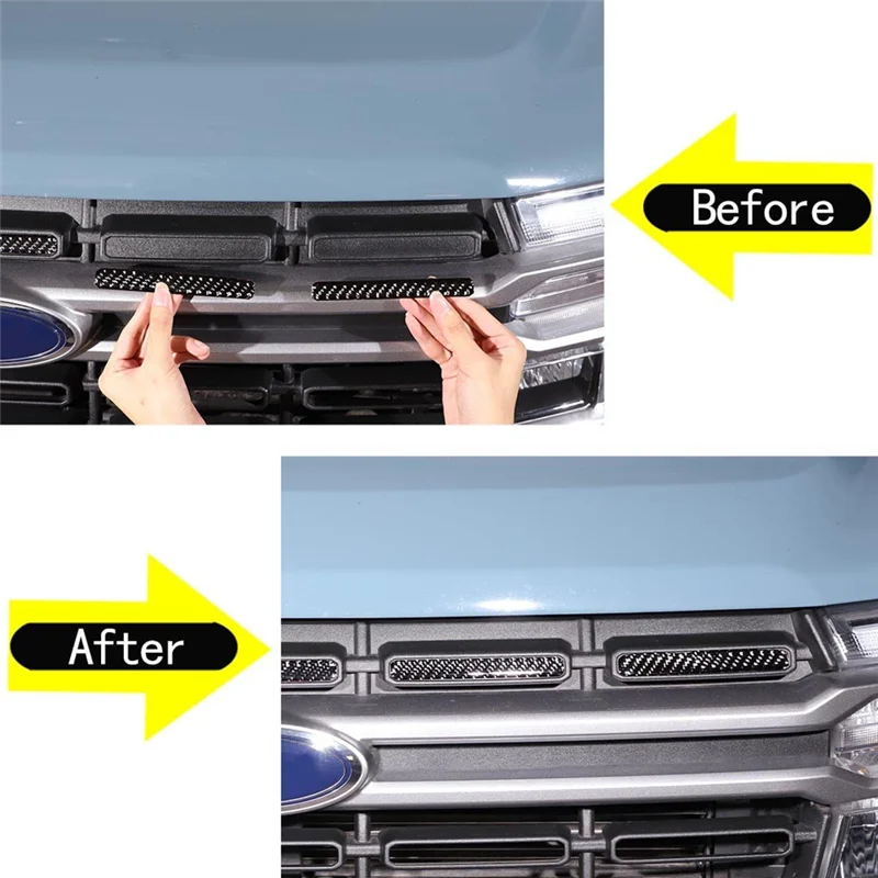 

A21F-Front Bumper Grille Covers Trim Decal Stickers For Ford Maverick 2022 2023 Exterior Accessories - Soft Carbon Fiber