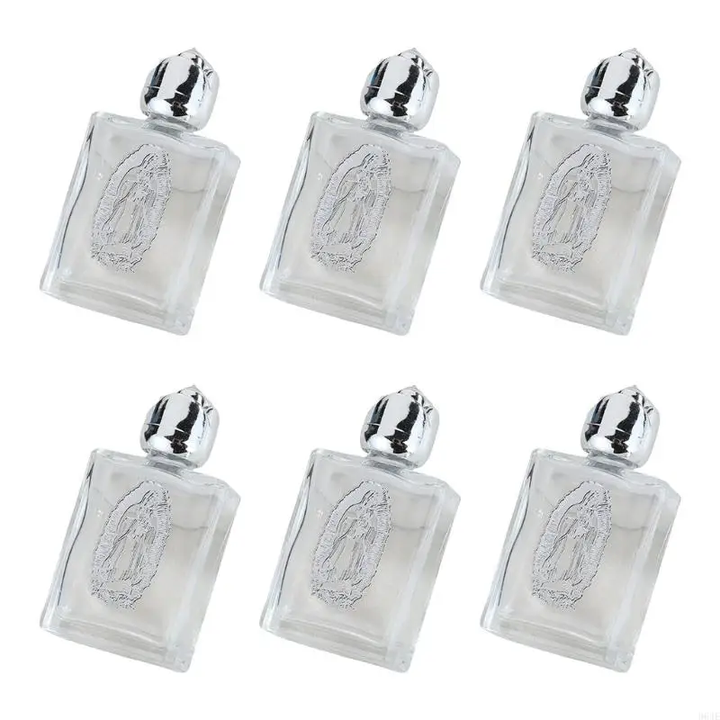 964E Mini Square 15ml يعيد استخدام زجاجات المياه الأقدسة النمط الفضي متانة إكسسوارات الكنيسة الكاثوليكية هدية مسيحية