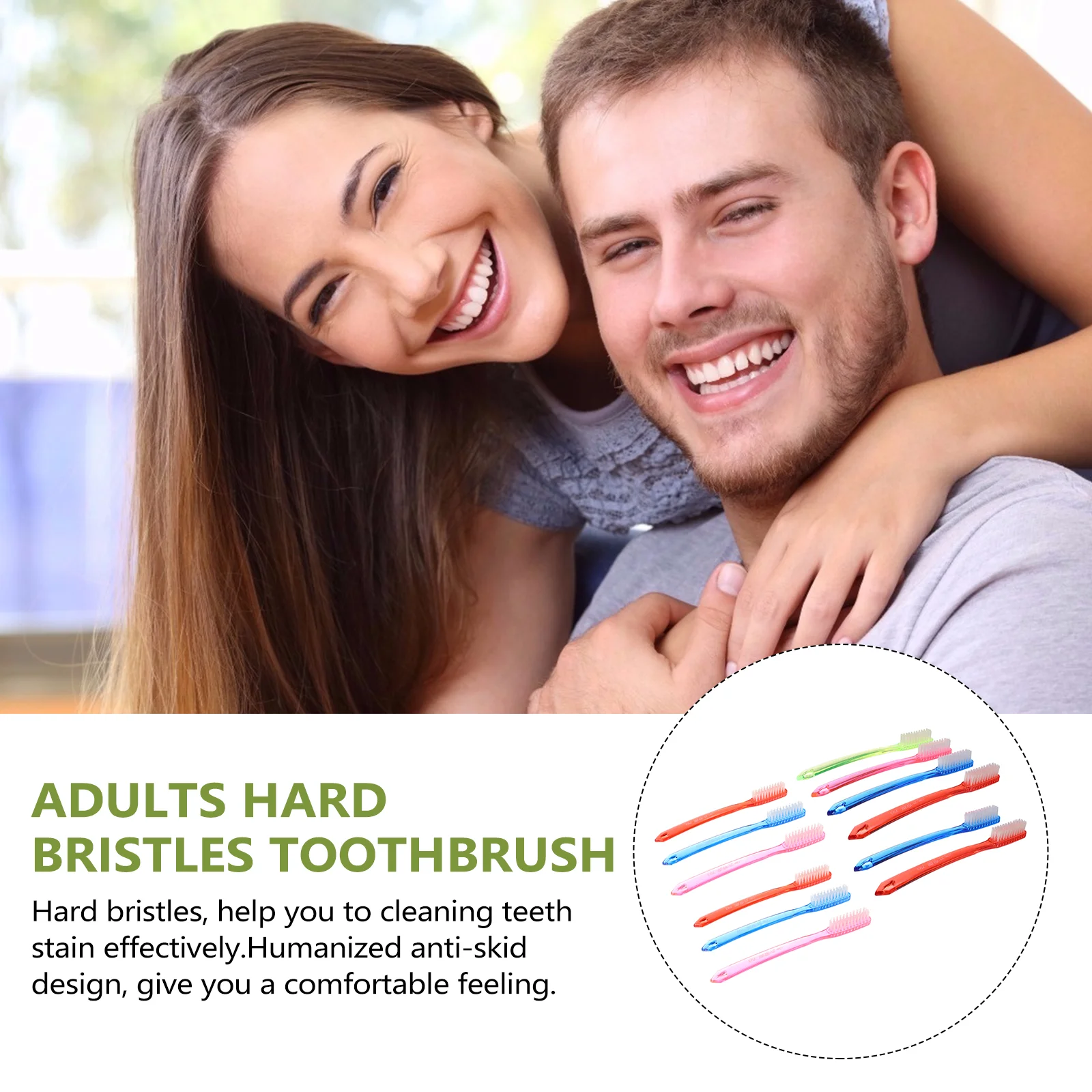 

12 Pcs Disposable Travel Dental Floss Eco Friendly Toothbrush Bulk for Adults Hard Bristles