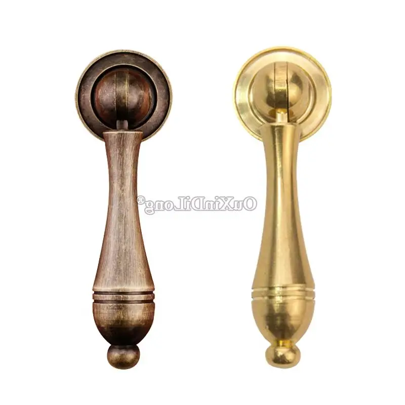 8PCS Solid Brass Water-drop Pendant Furniture Handles Drawer Knobs Cupboard Wardrobe Closet Dresser Shoe Cabinet Pulls Knobs