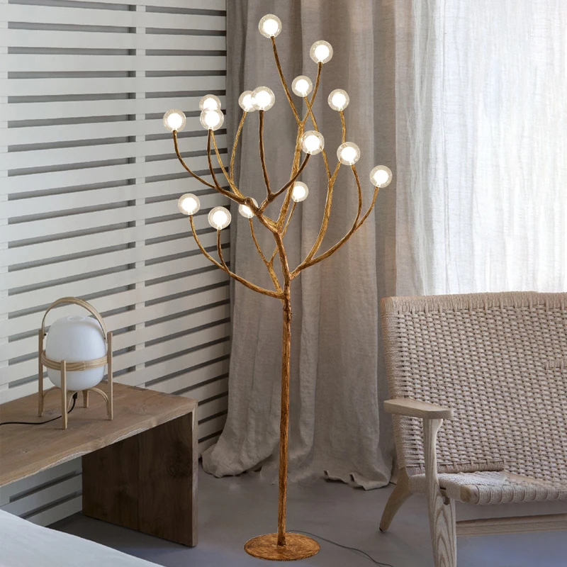 

Living room ins branches floor lamp Japanese-style homestay bedroom study design sense vertical floor lamp tree branches