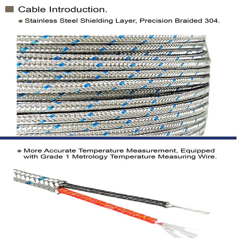 K Type Armored Thermocouple Sensor Flexible Stainless Steel Probe High Temperature Industrial Thermocouple 0-1100°C WRNK-191 image 4