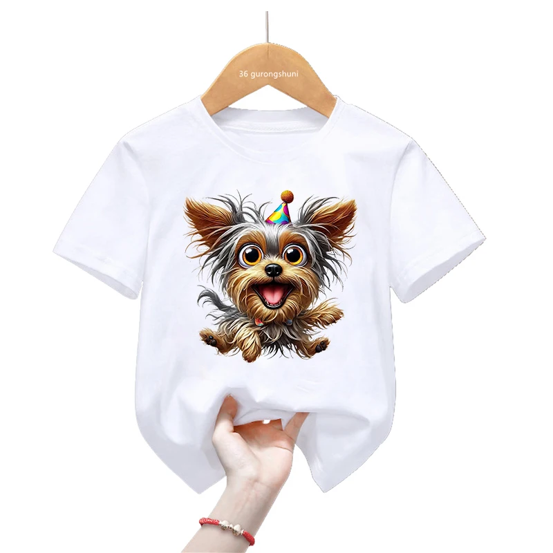 

Cute Yorkie / Yorkshire Terrier Animal Printed T Shirt Girls Funny Kawaii Dog Love Kids Clothes Summer Short Sleeve T-Shirt Tops