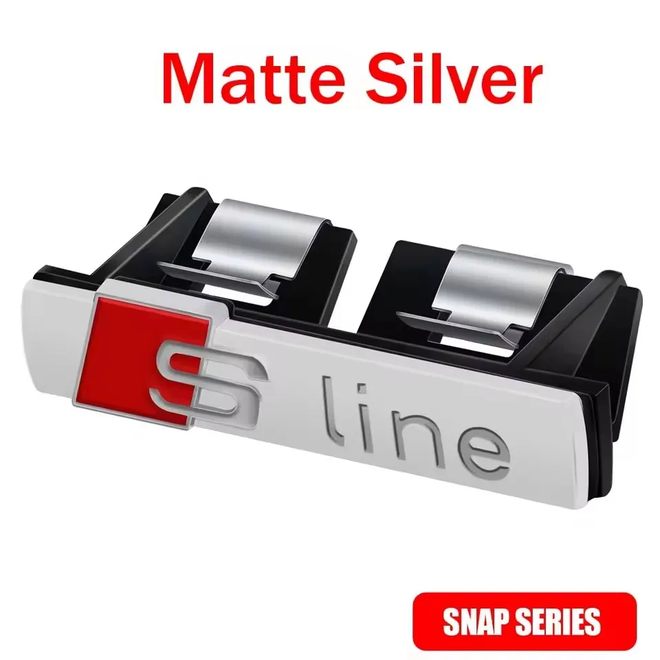 1 Stück 3D Logo Auto Frontgrill Abzeichen Aufkleber Metall S Line Emblem für Audi Sline RS A3 A4 A5 A6 A7 A8 S3 S4 Q2 Q3 Q5 RS3 RS5 RS6