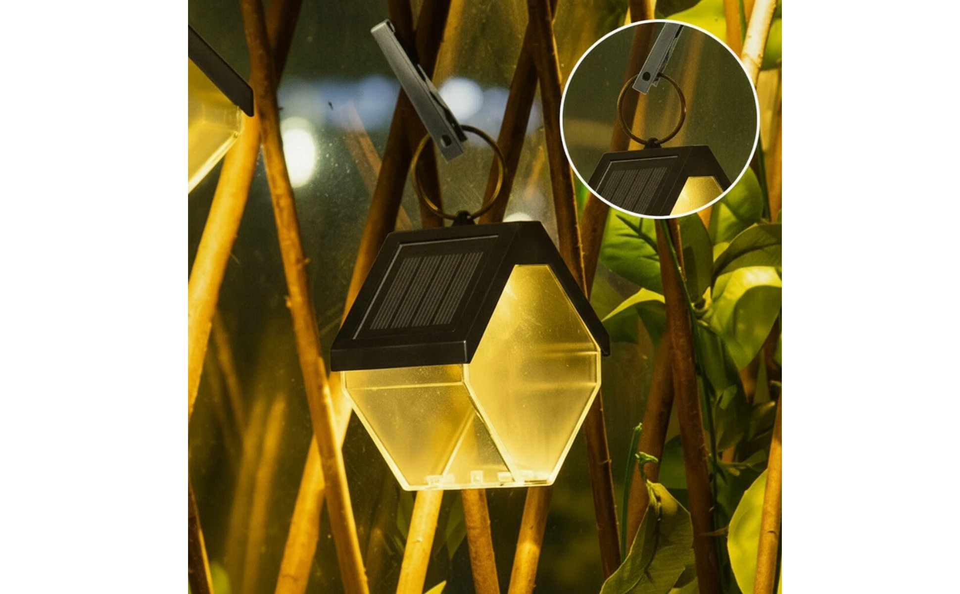Ice Brick Solar Light Energy-Saving Solar Lantern with Hook Outdoor Hanging Lantern Rechargeable Long-Lasting for Garden, Patio