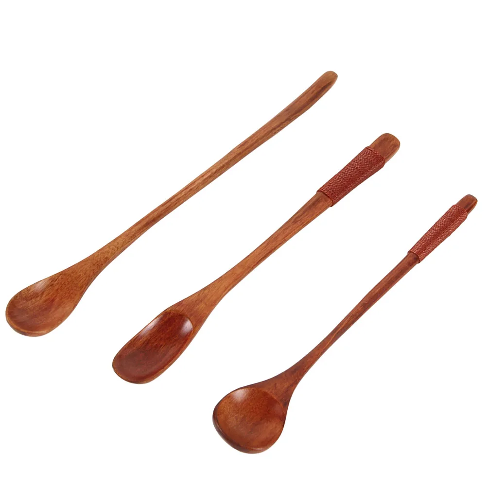 

3pcs Coffee Spoon Set Eco-friendly Wooden Kitchen Utensil Sturdy Food Serving Scoop Porridge Soup Stews Mixing Lightweight