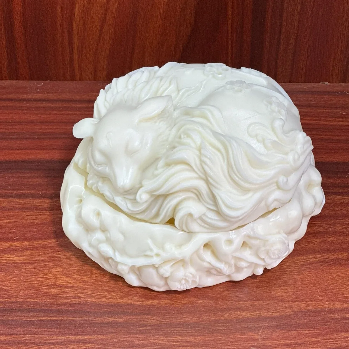 Ivory Nut Carved Plum Blossom Nine‑Tailed Fox Incense Burner 11.5*10.8*6.3cm Home Office Aroma Furnace Tabletop Craft Ornament