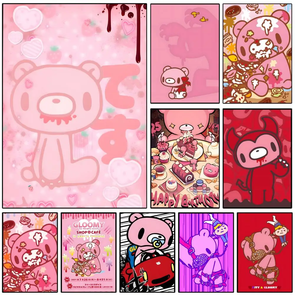 

Плакат G-Gloomy Bear CUTE, самоклеящаяся художественная водонепроницаемая бумажная наклейка, декор для стен кофейни