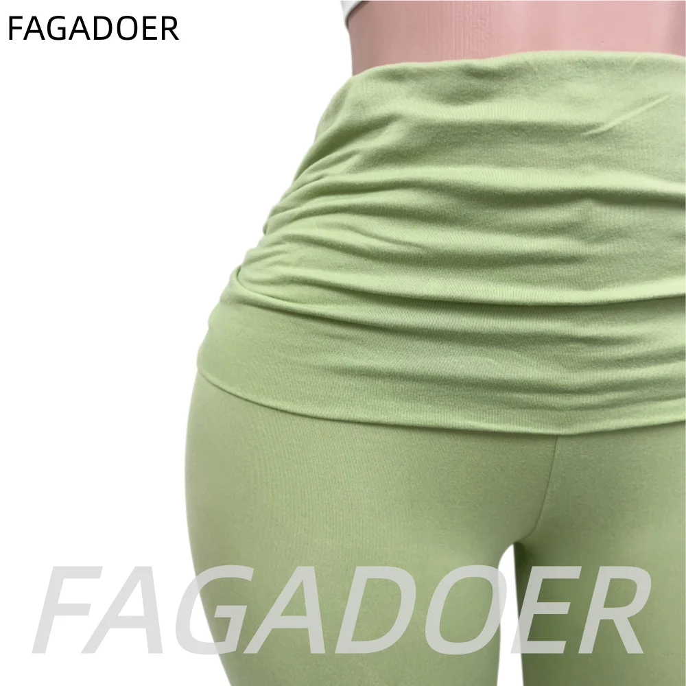 FAGADOER повседневный комплект из 2 предметов для женщин, футболка с длинным рукавом и круглым вырезом, брюки с высокой талией, одинаковые спортивные костюмы, женская спортивная одежда
