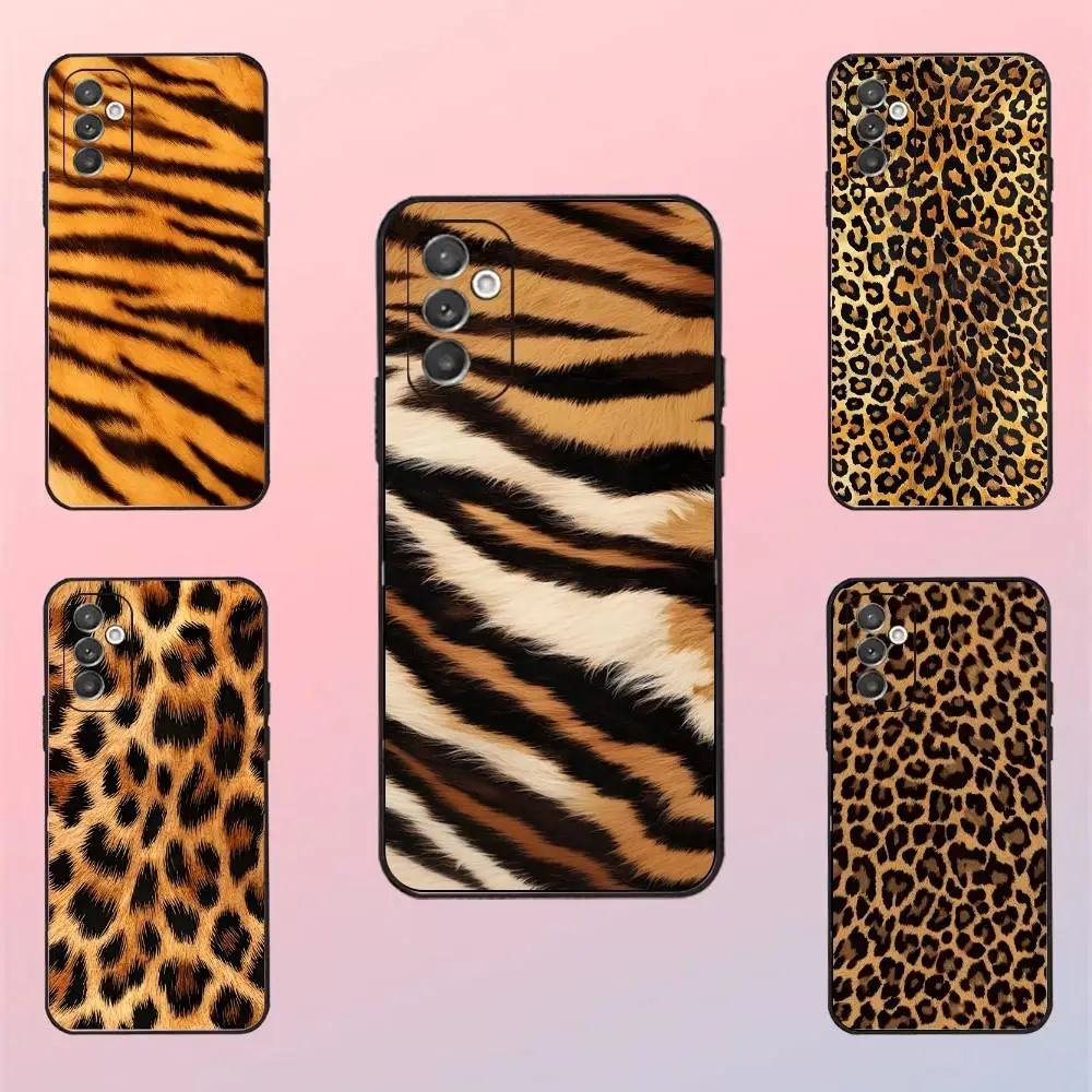 

Fashion Tiger Leopard Print Phone Case For Samsung S 25,24,23,22,30,21,10,9,Ultra,Plus,Lite,FE,4,5 G Black Soft Case