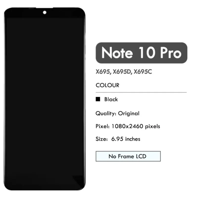 High Quality 6.95 ” For Infinix Note 10 Pro X695 / Note 10 Pro NFC X695C LCD Display Touch Screen Digitizer Assembly Repla