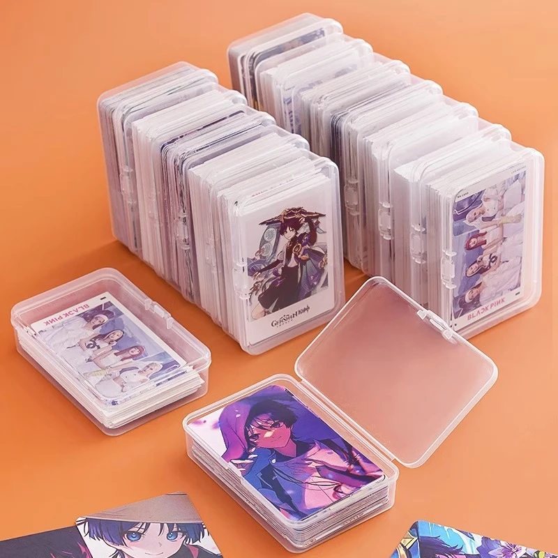 New Transparent Plastic Storage Box Photocards Small Card Storage Box Desk Organizer Box Classification Box Stationery