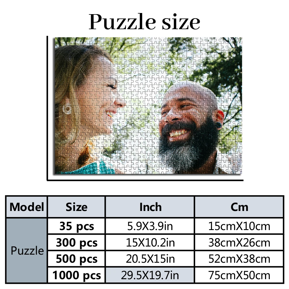 Personalized Custom Photo Puzzle Customize Intimate Couple Smiling Portrait Theme Puzzle Multiple Sizes Available