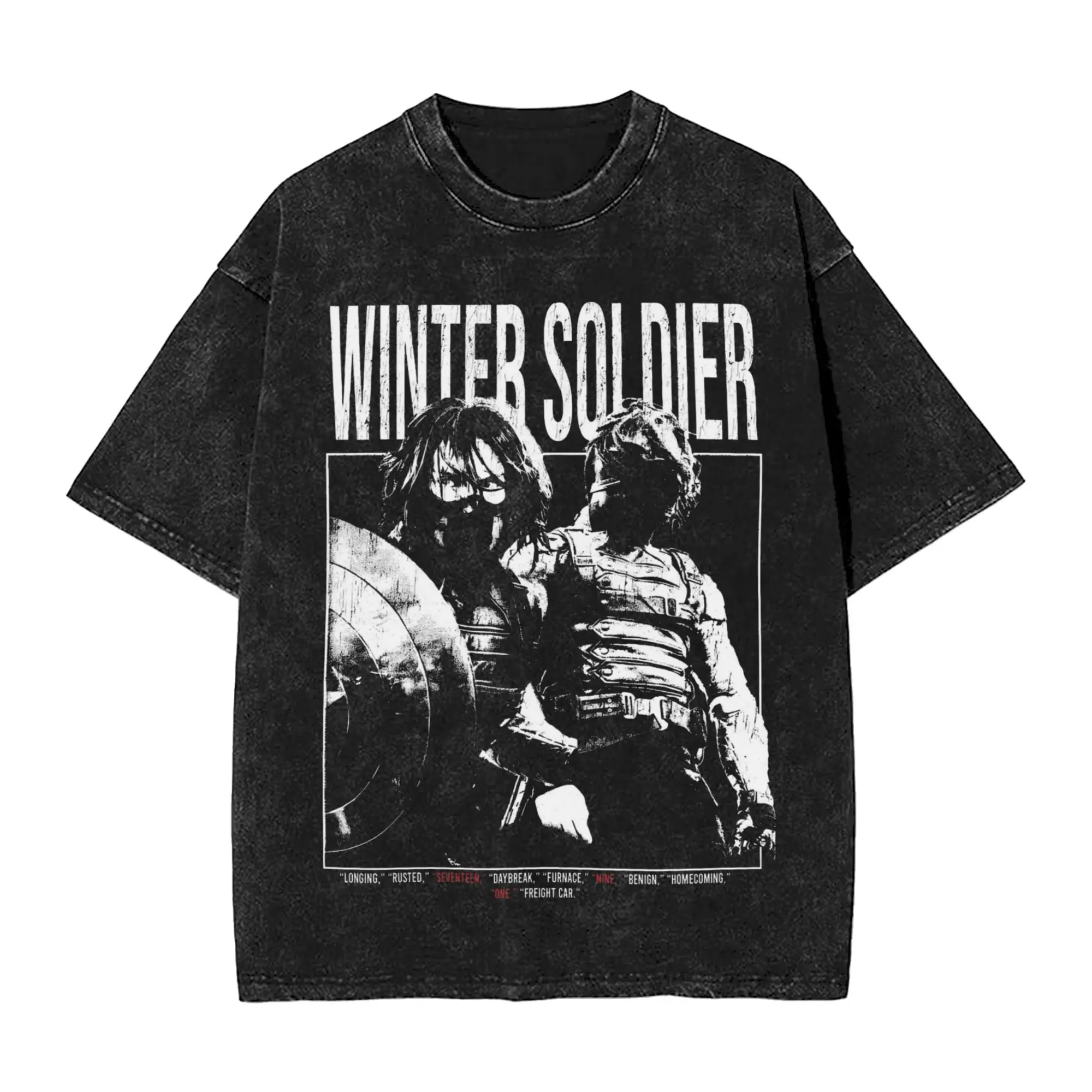 

Bucky Barnes Thunderbolts Winter Soldier Sebastian Stan Washed T Shirts Streetwear Hip Hop T-Shirts Tee Shirt Men Women Printed