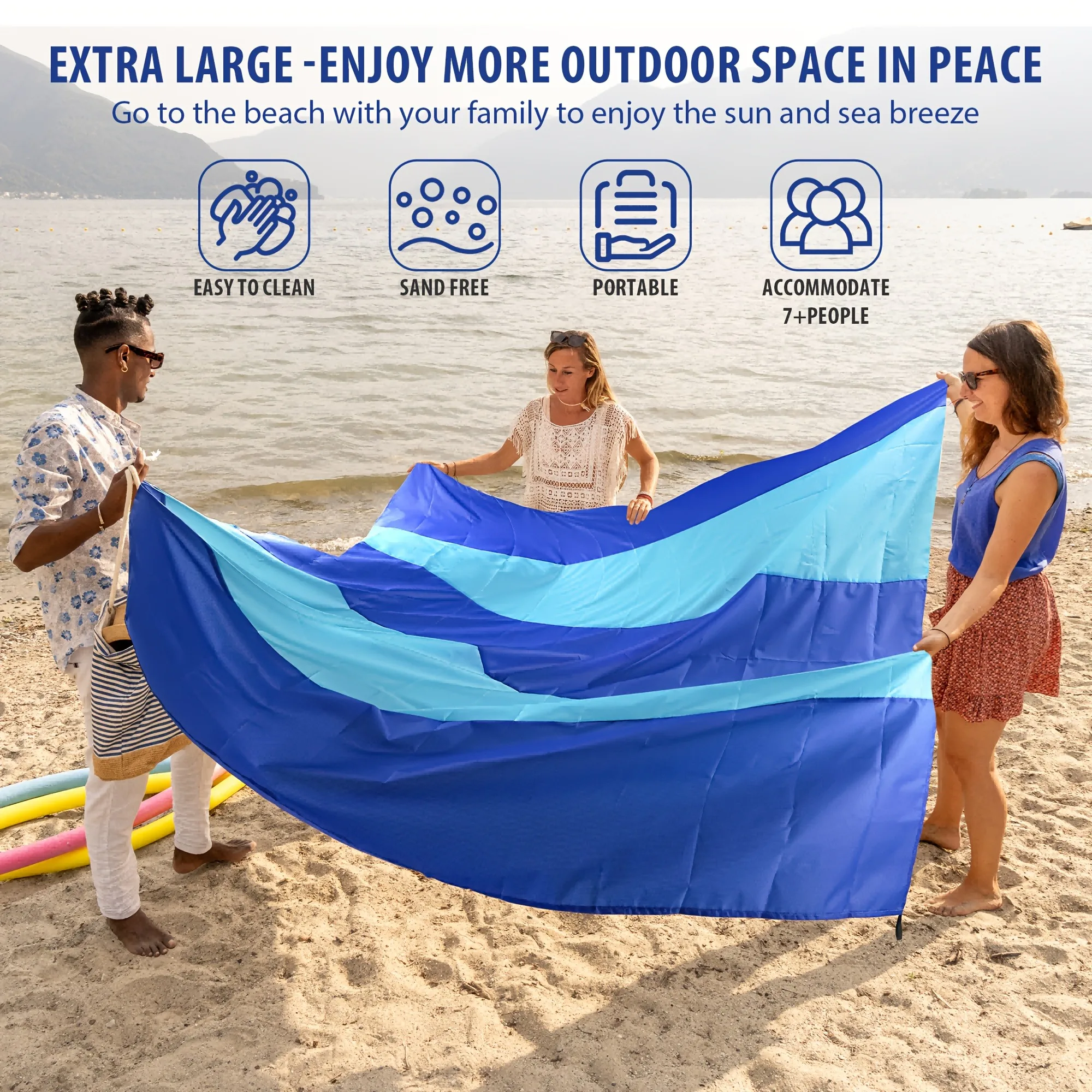 Large Oversized Sandproof Beach Blanket Picnic Beach Blanket Lightweight Beach Mat for Beach Travel Camping Hiking