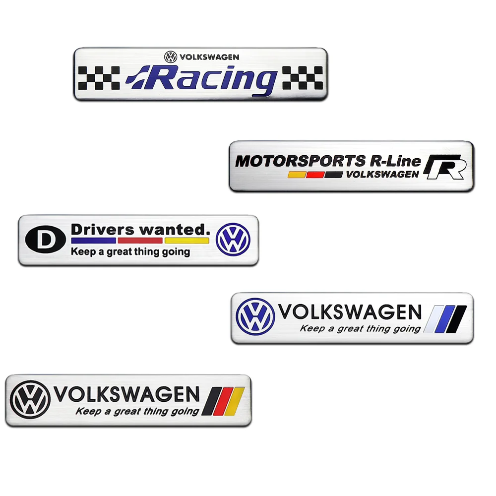 1/5pcs 3d Aluminium Emblem Auto Aufkleber Fenster Karosserie Auto Seite Kotflügel Dekoration Auto Zubehör für Volkswagen Racing R D Golf GTI