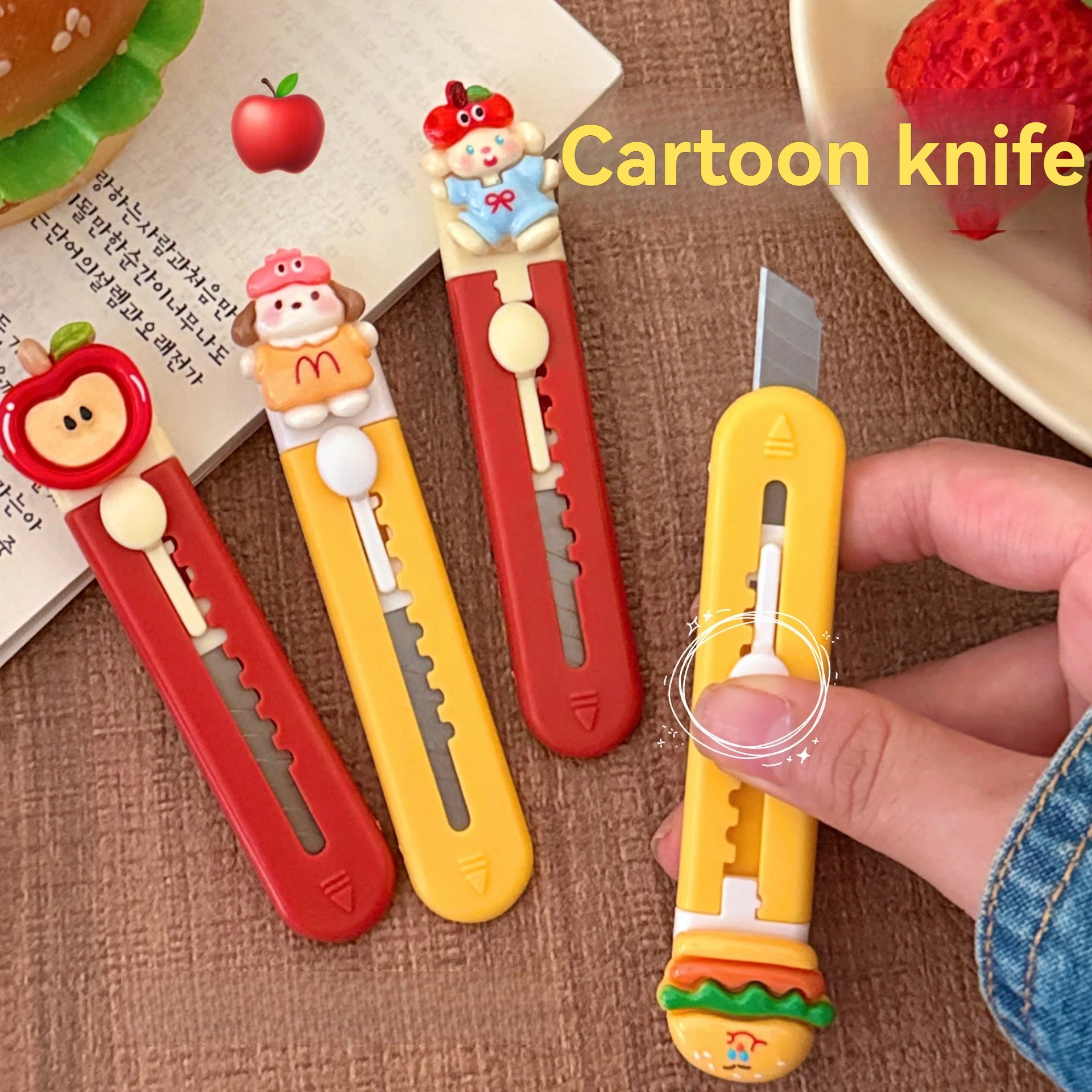 1/4 قطعة الإبداعية لطيف الكرتون الفن سكين المحمولة صندوق صغير مفتوح سكين طالب ورقة قطع سكين #2