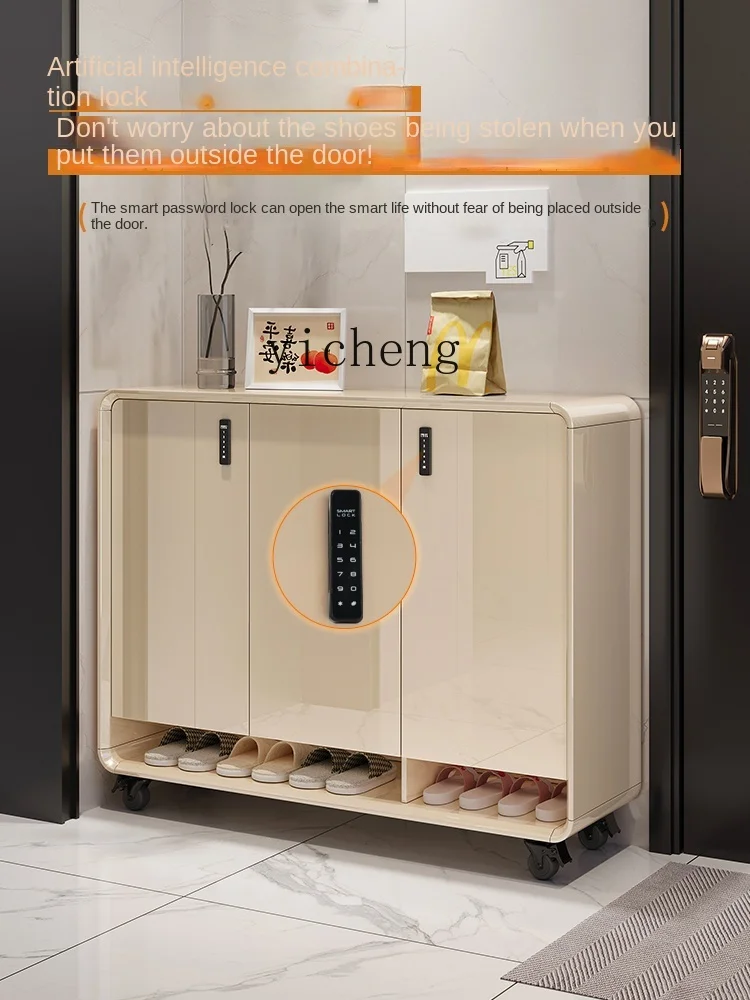 Tqh Shoe Cabinet with Lock Door Cabinet Household Outer Corridor Anti-Theft Hallway Movable Storage Cabinet