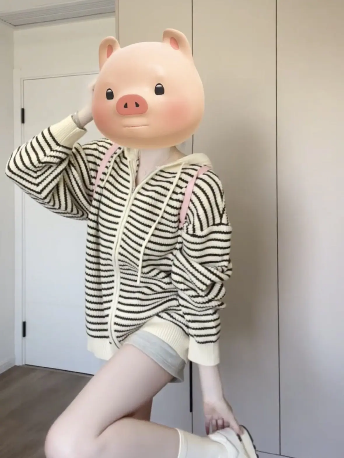 Inverno solto de malha com capuz aberto cardigan feminino macio aconchegante contraste cor listra camisola jaet casual confortável sle