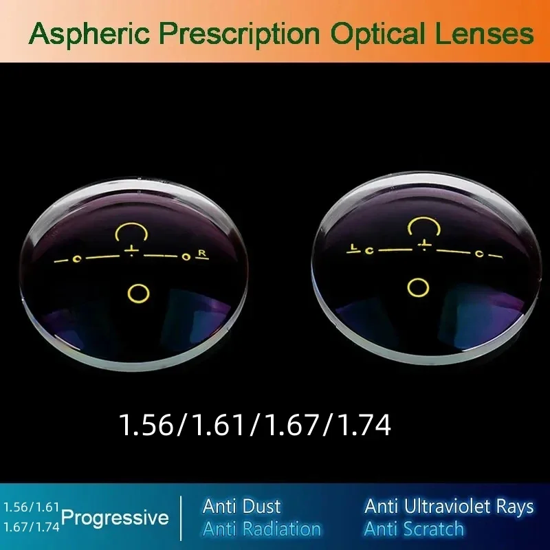 1.61/1.67 Progressive Lenses High Astigmatism Multifocal Myopia Hyperopia Optical Lenses Widest Field 1 Pair